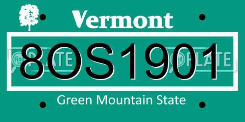 8OS1901 Vermont License Plate