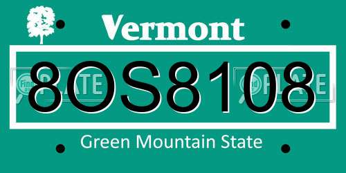 8OS8108 Vermont License Plate