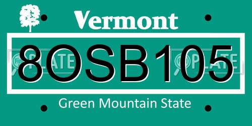 8OSB105 Vermont License Plate