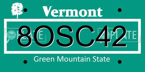 8OSC42 Vermont License Plate