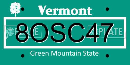 8OSC47 Vermont License Plate