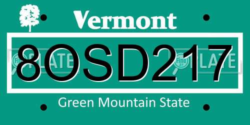 8OSD217 Vermont License Plate