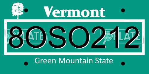 8OSO212 Vermont License Plate