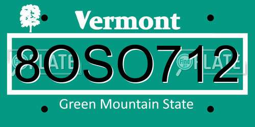 8OSO712 Vermont License Plate