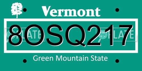 8OSQ217 Vermont License Plate