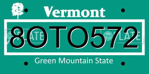 8OTO572 Vermont License Plate