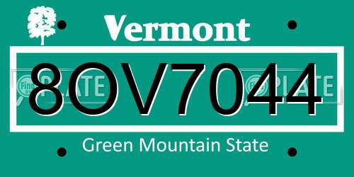 8OV7044 Vermont License Plate