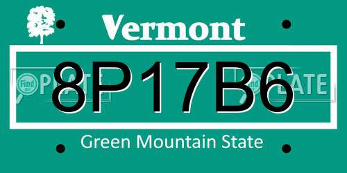 8P17B6 Vermont License Plate