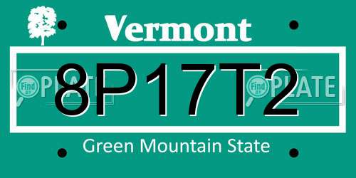 8P17T2 Vermont License Plate