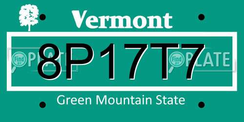 8P17T7 Vermont License Plate