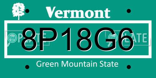 8P18G6 Vermont License Plate
