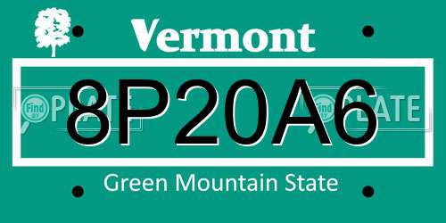 8P20A6 Vermont License Plate