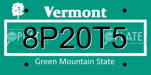 8P20T5 Vermont License Plate