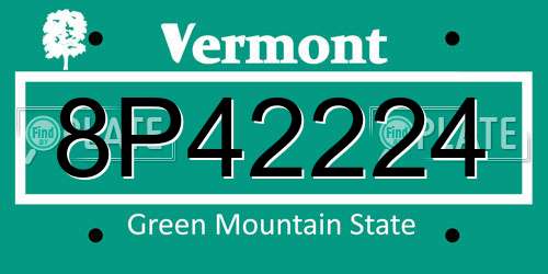 8P42224 Vermont License Plate