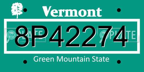 8P42274 Vermont License Plate