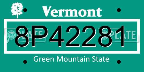8P42281 Vermont License Plate