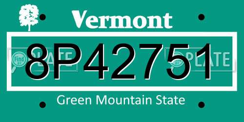 8P42751 Vermont License Plate