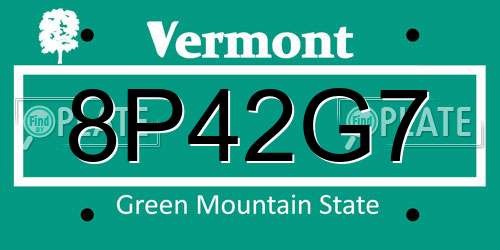 8P42G7 Vermont License Plate