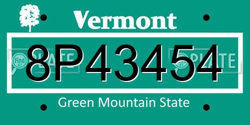 8P43454 Vermont License Plate