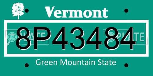 8P43484 Vermont License Plate