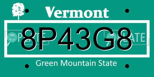 8P43G8 Vermont License Plate
