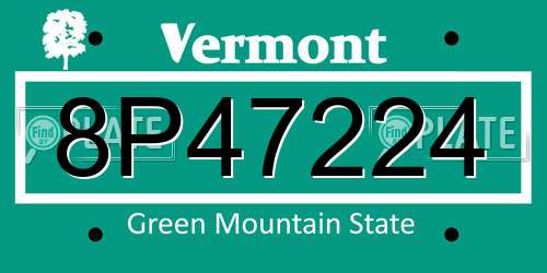 8P47224 Vermont License Plate