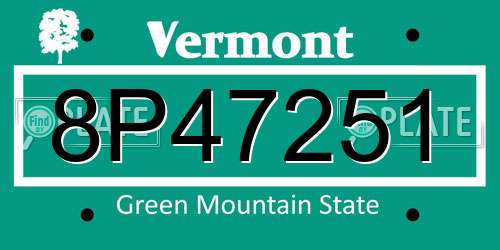 8P47251 Vermont License Plate