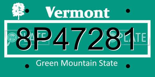 8P47281 Vermont License Plate