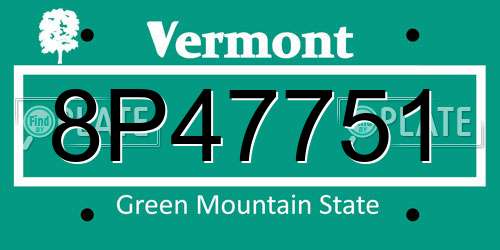 8P47751 Vermont License Plate