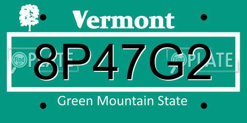 8P47G2 Vermont License Plate