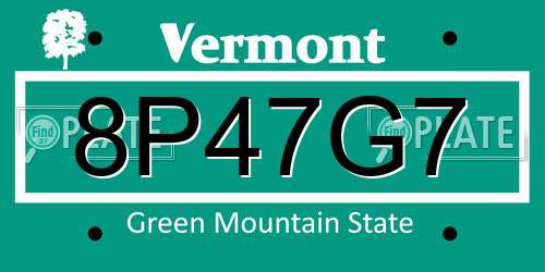 8P47G7 Vermont License Plate