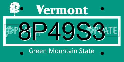 8P49S3 Vermont License Plate