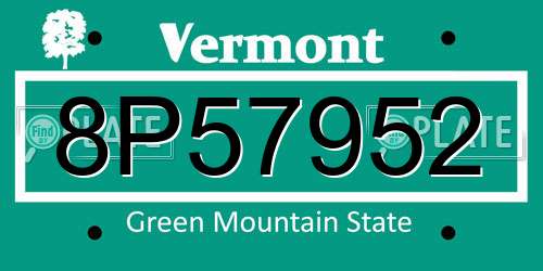8P57952 Vermont License Plate