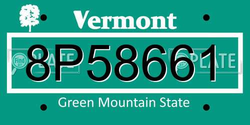 8P58661 Vermont License Plate