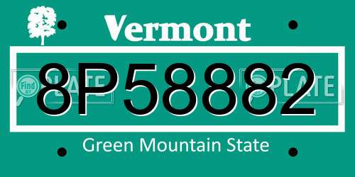8P58882 Vermont License Plate