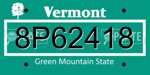 8P62418 Vermont License Plate