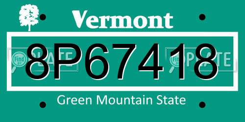 8P67418 Vermont License Plate