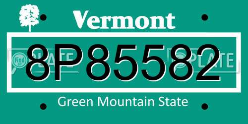 8P85582 Vermont License Plate