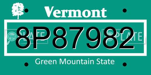 8P87982 Vermont License Plate