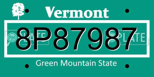 8P87987 Vermont License Plate