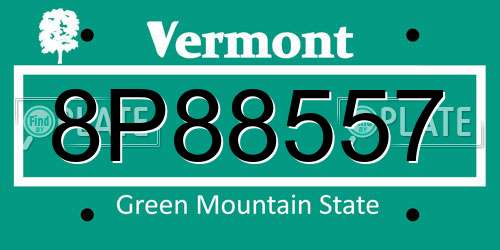 8P88557 Vermont License Plate