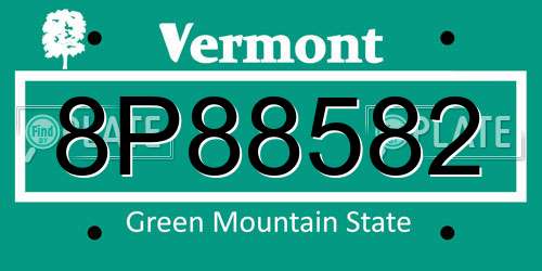 8P88582 Vermont License Plate