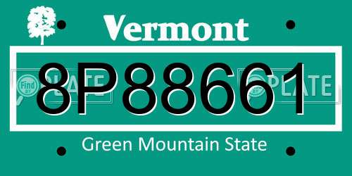 8P88661 Vermont License Plate