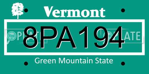 8PA194 Vermont License Plate