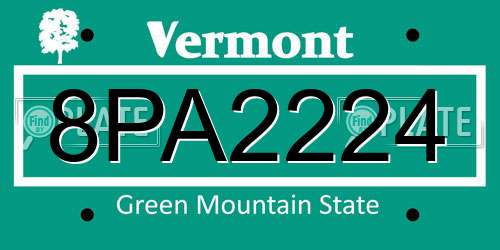 8PA2224 Vermont License Plate
