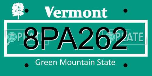 8PA262 Vermont License Plate