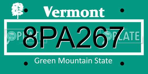 8PA267 Vermont License Plate