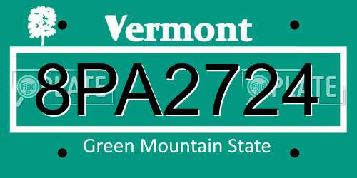 8PA2724 Vermont License Plate