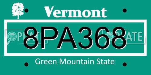 8PA368 Vermont License Plate