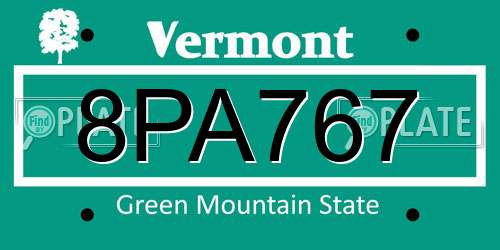 8PA767 Vermont License Plate